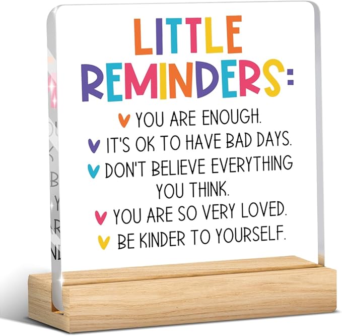 Inspirational Office Desk Decor, Motivational Employee Appreciation Gifts, Inspirational Gifts for Women, Room Decor for Teen Girls, Acrylic Sign With Wooden Stand for Office Desk Table Shelf