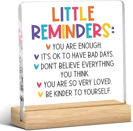 Inspirational Office Desk Decor, Motivational Employee Appreciation Gifts, Inspirational Gifts for Women, Room Decor for Teen Girls, Acrylic Sign With Wooden Stand for Office Desk Table Shelf