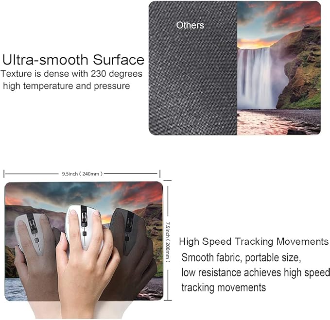Hokafenle Mouse Pad, Waterfall Mouse Pad, Falls Mouse Pads for Desk, Office Non-Slip Rubber Base Square Wireless Mousepad for Laptop