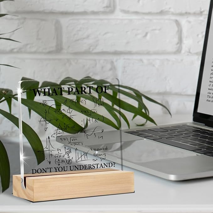 Engineer Gifts for Women Men - Funny Math Teacher and Engineering Student Desk Decorative Signs Plaques - 4 x 4 Inches Acrylic