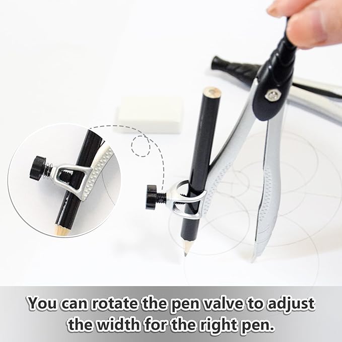 SAYEEC Geometry Set, 10 Pcs Math Protractor Compasses Kit with Ruler, Triangles, Eraser, Sharpener, Lead Refills, Pencil, Storage Box, Drafting Drawing Tools for Architects Engineers Artists Students