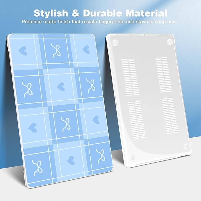 Teryeefi for MacBook Pro 13 inch Case A2338 M2 M1 Chip A2251 A2289 A2159 A1989 A1706 (2025 2024 2023 2022-2016) Release, PC Hard Shell with Keyboard Cover Trackpad Film Type C Adapter, Blue Bow 139