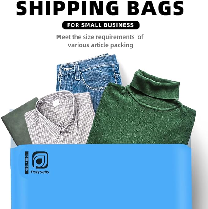 POLYSELLS 100 pcs 10x13 Inches Blue Poly Mailers Shipping Envelopes, Strong Adhesive Sealing, Waterproof, and Tear-resistant Postal Mailing Bags for Clothing, Books, and Accessories