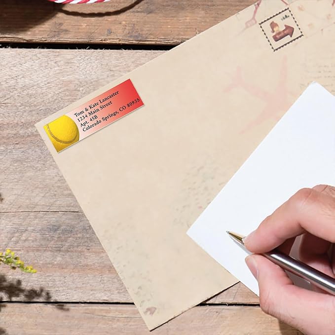 Tennis Small Return Address Labels - Set of 240 2" x 5/8" Self-Adhesive, Flat-Sheet Labels