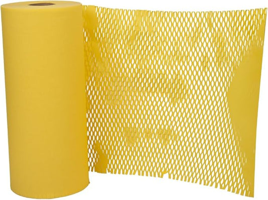 JAM PAPER Honeycomb Packing Paper Roll - 12" x 328' - Lemon Yellow - 328 Sq Ft - 80 GSM - Roll Sold Individually