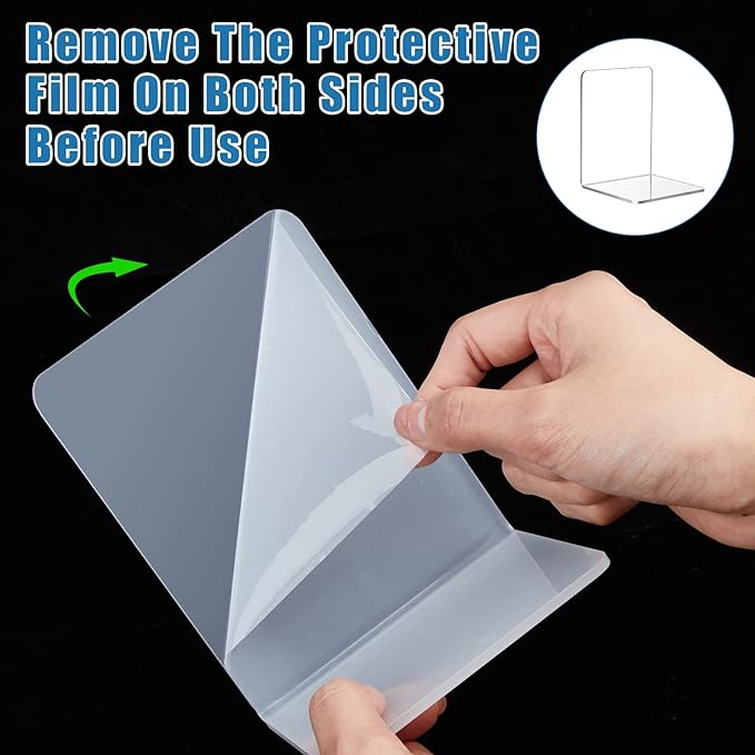 Maitys 32 Pcs Plastic Book Ends Bulk Clear Acrylic Bookends for Shelves Decorative Book Organizer Heavy Duty Holder Office Stoppers Bookshelf Desktop Decor for Movies, CDs, Video Games