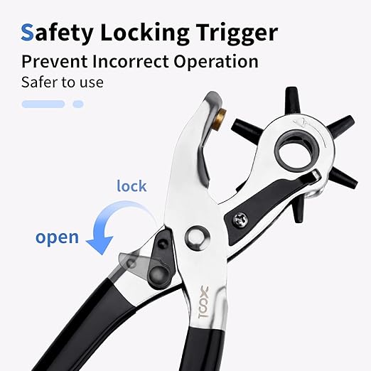 XOOL Belt Hole Puncher for Leather, Precision Multi-Size Leather Hole Punch for Watch Bands, Straps, Collars, Saddles, Shoes, Fabric, DIY Home, Craft Projects