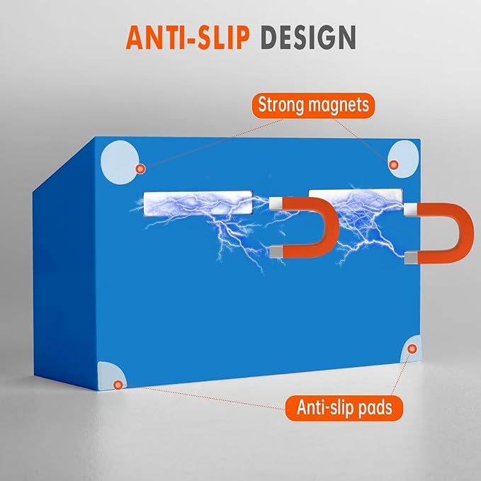 BEYGORM Magnetic Dry Erase Marker Holder for Whiteboard,Non-slip Acrylic Magnet Pen Holder for Fridge Refrigerator,Locker Organizer for Work,Locker Accessories,Pencil Cup for Desk(Blue)