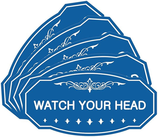 Signs ByLITA Victorian Watch Your Head Sign (Blue) - Small 5 Pack
