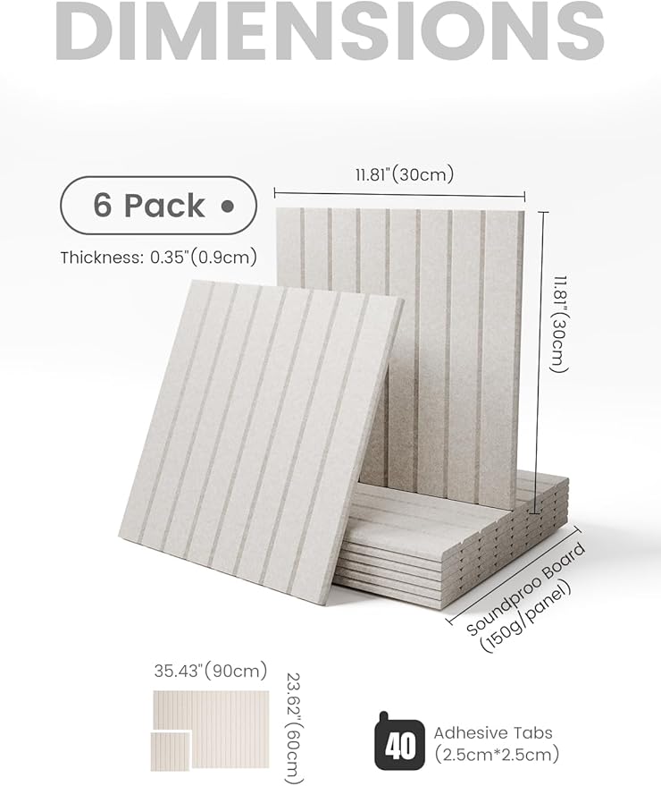 Large Felt Bulletin Board 36" x 24" Cork Board Alternative-6 Pack with 40 Safe Removable Adhesive Tabs, Cork Boards for Walls Cork Board for Home Office Classroom Pin Board (Oatmeal)