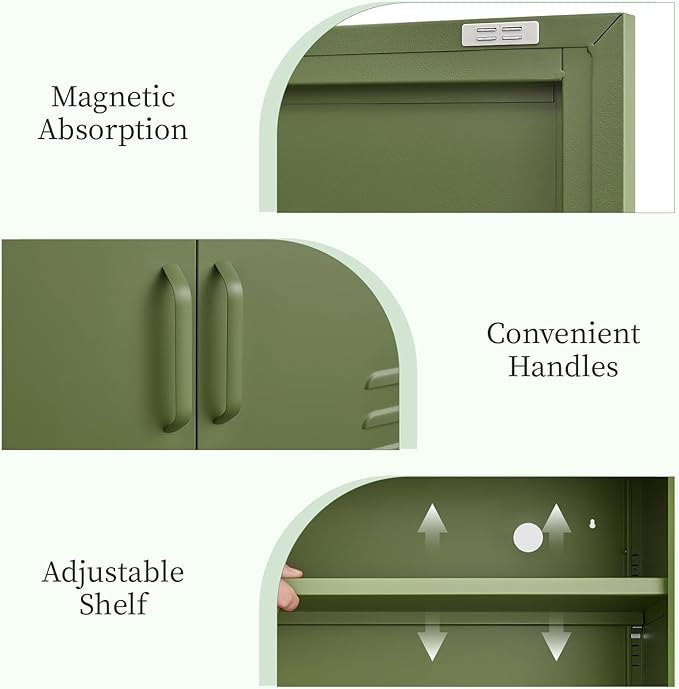 TV Stand with Storage,Metal Cabinet with Doors,TV Console with Storage with Adjustable Shelf,Morden TV Cabinet for Bedroom,Living Room,Avocado Green