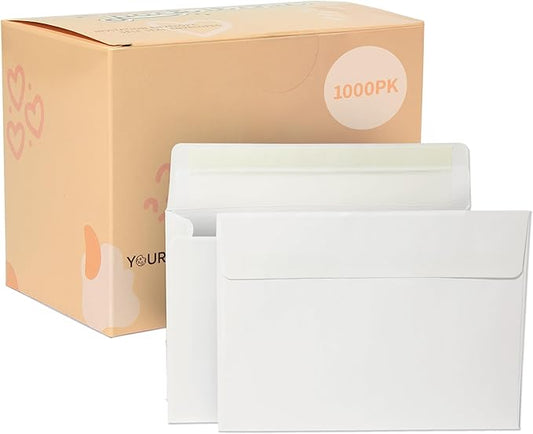 Pack It Chic - 4” X 6” Envelopes (1000 Count) White A6 Envelopes for Invitations, Postcards, Weddings, Photos, Letters, and Papers - 4 3/4" X 6 1/2"