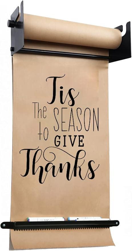 24" Kraft Paper Dispenser Wall Mount，Butcher Paper Dispenser，Paper Roll Cutter to Do Lists,Ideal for Home,Office Wall Paper Holder with Serrated Edge Cut Bar-Black