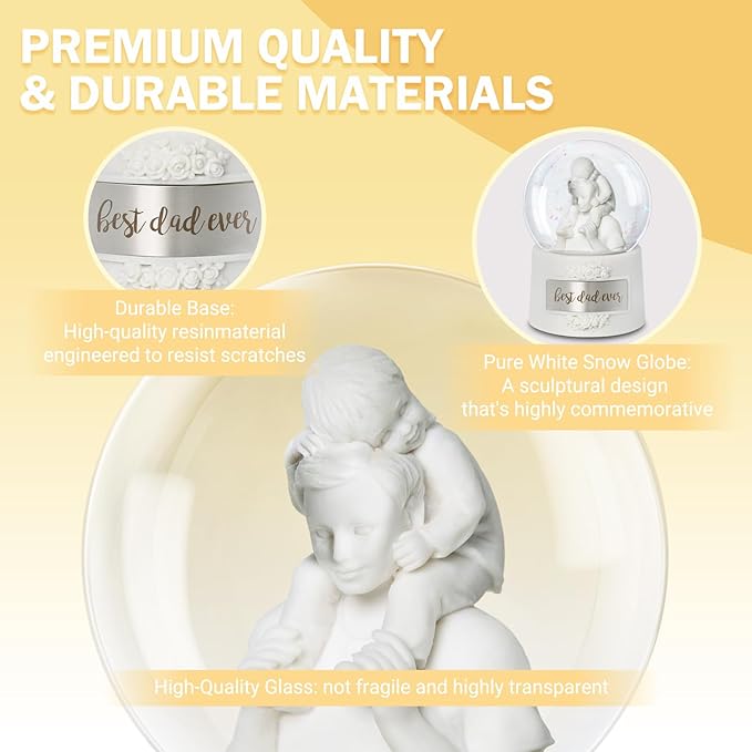 Fathers Day Snow Globe, 5.9" Wind Up Music Box for Father's Day Decorations Birthday Gifts for Dad Father Men Adults Kids