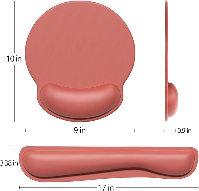 Dapesuom Keyboard Wrist Rest and Mouse Pad with Wrist Support, Memory Foam Cushion for Keyboard and Mouse Set, Ergonomic Desktop Pad Rests with Non Slip Base for Easy Typing & Pain Relief, Indian Red