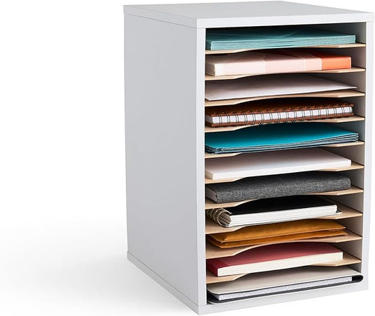 Safco Products Vertical Desktop Sorter, 11 Compartment, White