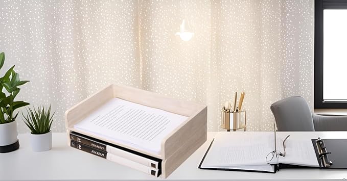 Stackable Letter Tray 2 Pack - Wood Desk File Trays Letter/A4 Paper Organizer Shelf - Wooden Document Shelf Desktop Folder Rack Organization for Office Storage White(2CTP-WH)