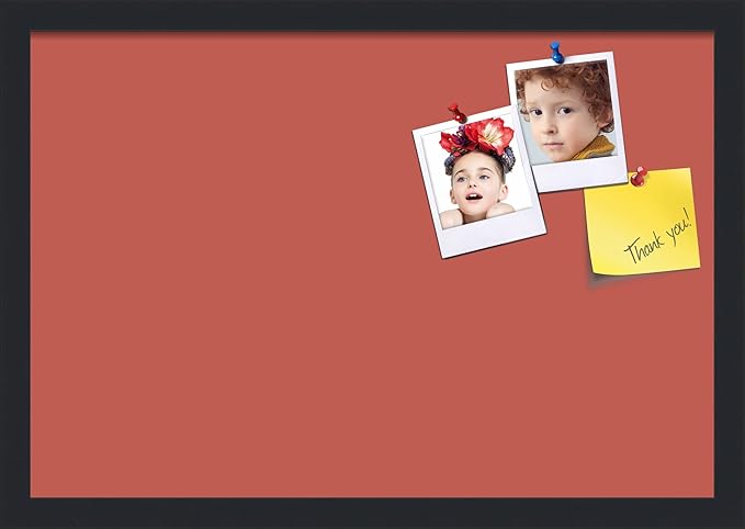 PinPix 22x15 Inch Cork Bulletin Board. This Decorative Framed Pin Board Comes with Crimson Pastel Design and a Satin Black Frame. Ideal for Home Office Decor or Message Board (PinPix-1807)