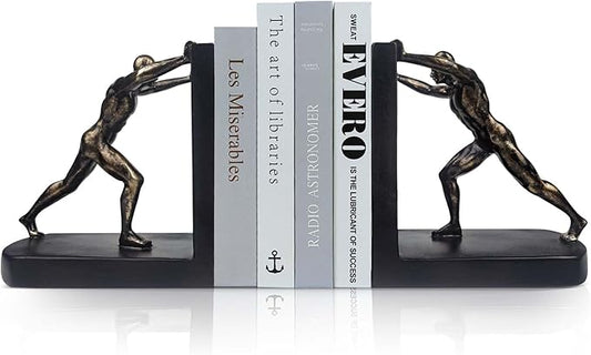 LIFFY Man Decorative Book Ends,Resin Non Skid Bookends for Heavy Books,Bookends for Shelves Decorative,Creative Shelf Decorations to Hold Books for Home,Office Desk,Bookshelf,Study