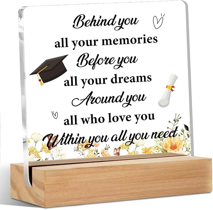 Graduation Gifts for College Seniors Masters Doctor Acrylic Sign with Wood Stand, Graduation Decorations Congratulations Graduation Bedroom Living Room Desk Cubicle Table Shelf Decor