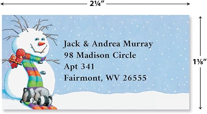 Snowman Delights Personalized Holiday Return Address Labels – Set of 144, Large, Self-Adhesive, Flat-Sheet Labels, by Colorful Images