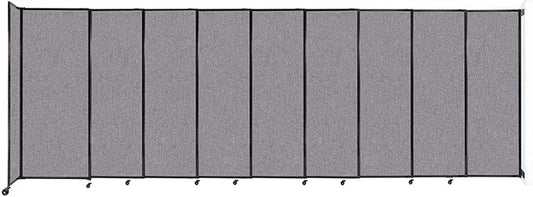 Wall-Mounted Sliding StraightWall Room Divider | Adjustable Widths | Locking Wheels | Room Separator | Up to 19'9" Wide x 6'10" Tall Cloud Gray Fabric Panels