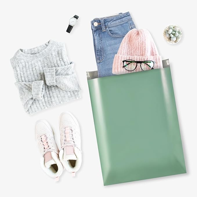 Metronic 19X24 500Pack Poly Mailers Strong Adhesive Shipping Envelopes for Clothing, Waterproof Shipping Bags for Small Businesses, Flexible Mailers Poly Bags for Shipping, Grayed Jade Green