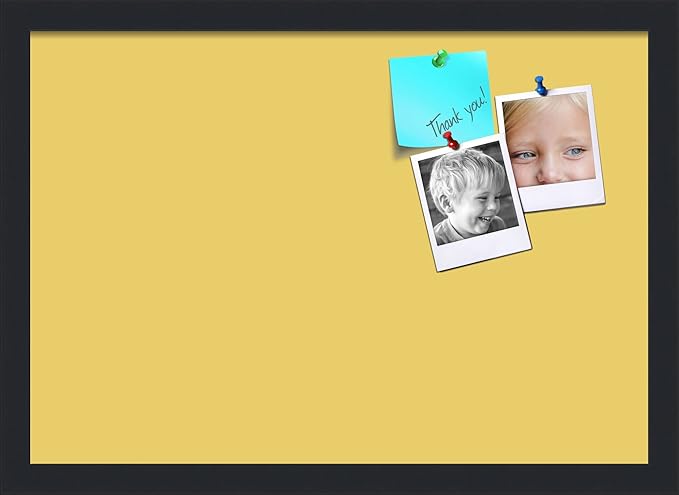 PinPix 20x14 Inch Cork Bulletin Board. This Decorative Framed Pin Board Comes with Honey Pastel Design and a Satin Black Frame. Ideal for Home Office Decor or Message Board (PinPix-1810)