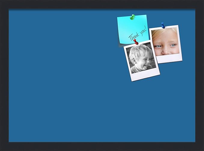 PinPix 21x15 Inch Cork Bulletin Board. This Decorative Framed Pin Board Comes with Navy Pastel Design and a Satin Black Frame. Ideal for Home Office Decor or Message Board (PinPix-1811)