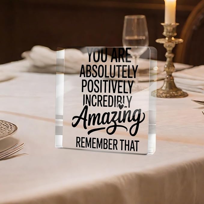 Inspirational Gifts for Women, Cheer up Gifts for Women Friend Birthday Christmas Graduation, Encouragement Acrylic Sign, Desk Decorative Signs for Home Office Living Room