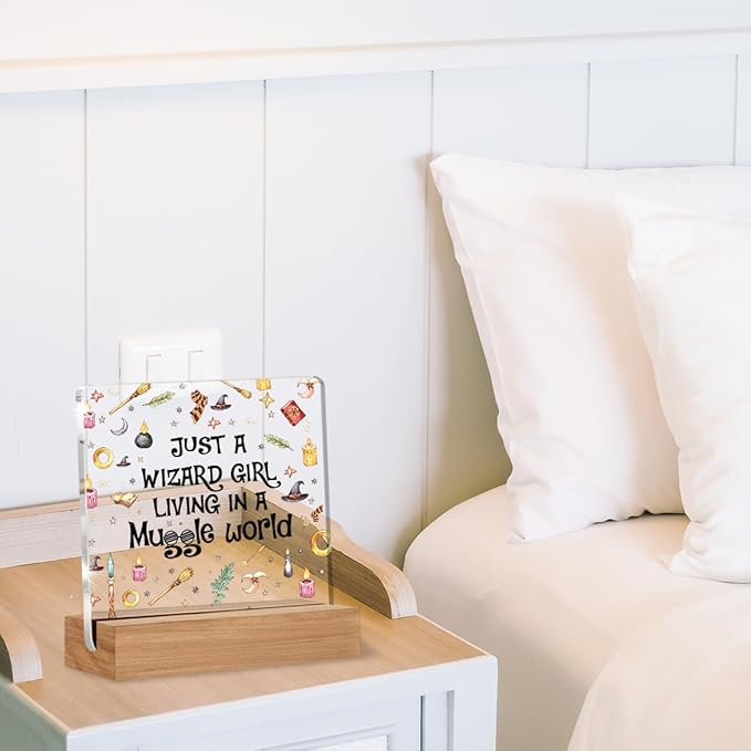 Magic Gifts for Women Besties, Wizard Girl Acrylic Plaque Gift for Friend Female Sister, Magic Wizard Gifts Desk Signs Decor 4 × 4 Inches