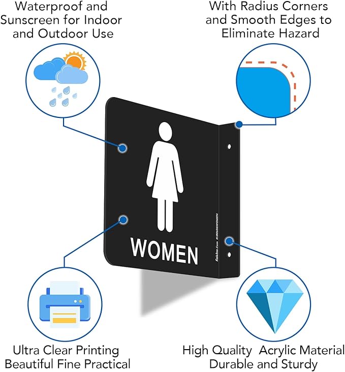 Faittoo Restroom Sign, Bathroom Signs, (4 Pack) 6 x 6 Inches Acrylic Sign, for Office or Business Bathroom and Toilet Door or Wall Decor, Indoor Outdoor Use (Men and women Set)