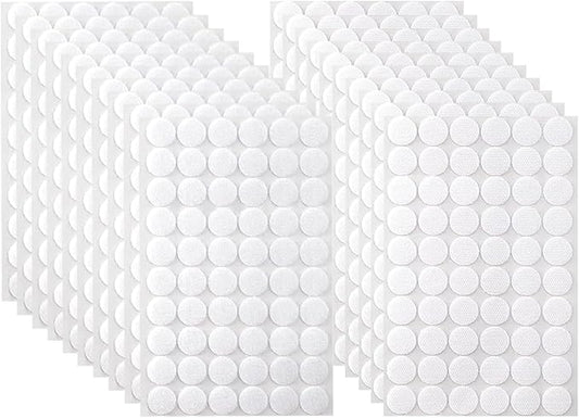 1200Pcs (600 Pairs) 0.59in/15mm Diameter Hook and Loop Self Adhesive Dots Tapes, White Nylon Sticky Back Dots, Fastener Round Tapes for Home, Office and Classroom