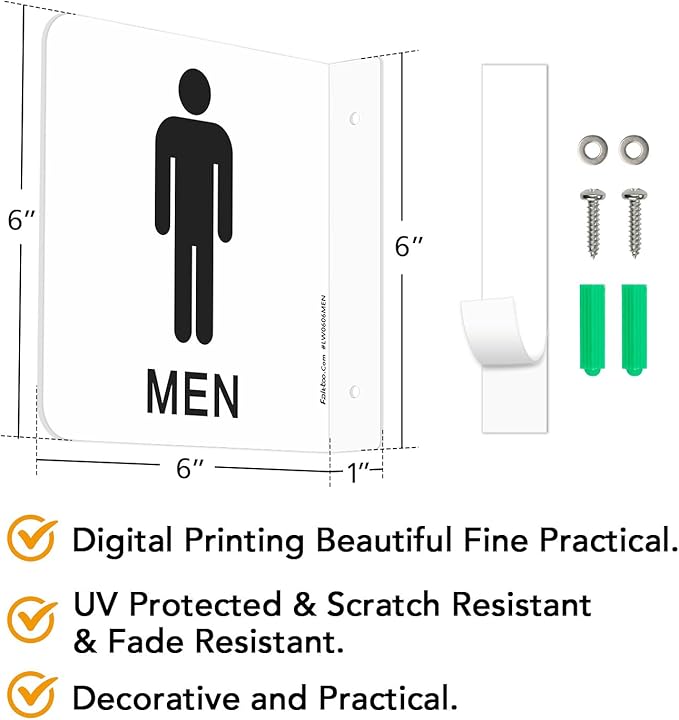 Faittoo Restroom Sign, Bathroom Signs, 4 Pack 6 x 6 Inches Acrylic Sign, for Office or Business Bathroom and Toilet Door or Wall Decor, Indoor Outdoor Use (Men and women Set)
