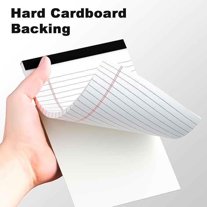 12pcs Small Note Pad 5x8 College Ruled White Legal Pads Paper Notepads 12 Pack Study Back Writing Pads 5 x 8 Legal Pads Perforated Narrow Ruled Pads of Paper White