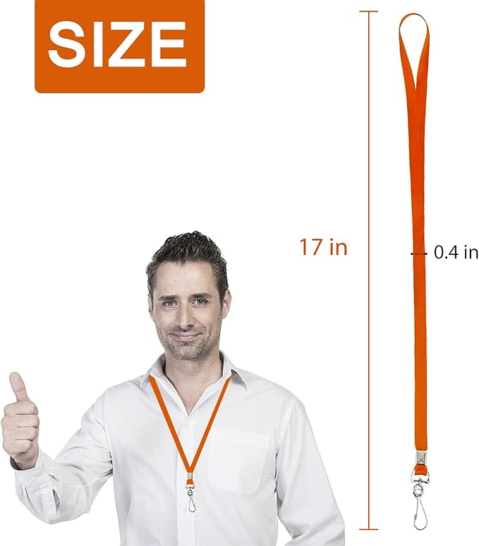 Orange Lanyards Bulk 50 packs Lanyards for ID Badges,Lanyards with Swivel Hook Clips for Name Tag Lanyard ID Holder