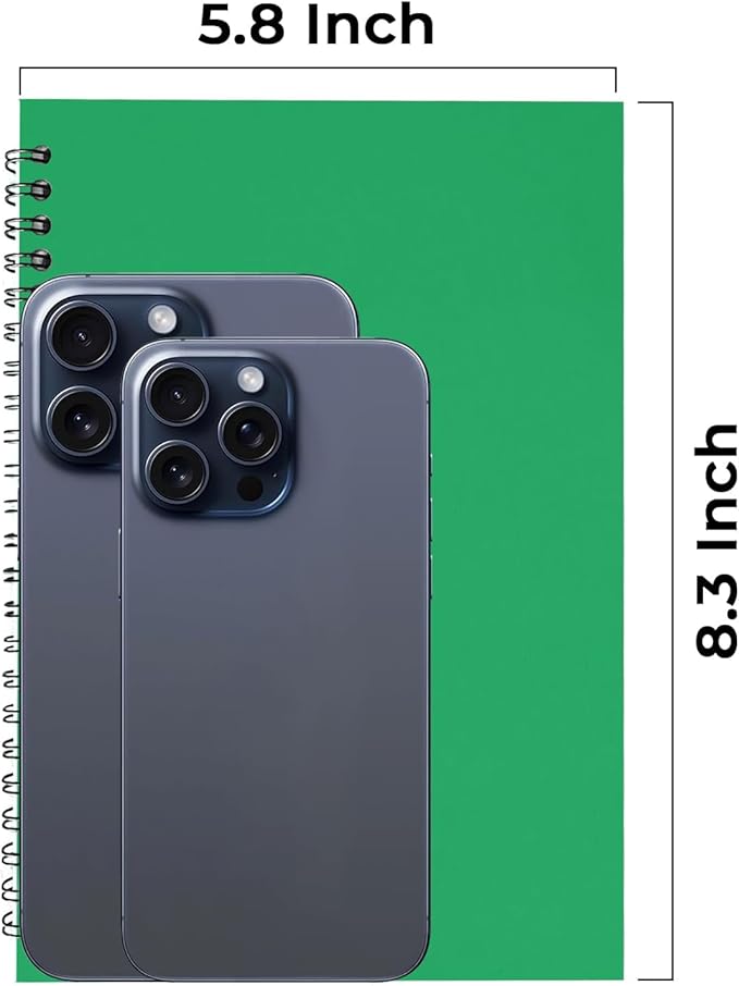 Blank Spiral Notebook, 6 Pack, 5.8 x 8.3, 120 Pages (60 Sheets), 100 GSM Unlined Drawing Notebooks, Assorted A5 Journals, No-Bleed, Sketching, Note Taking, Blank Journals for Office & School