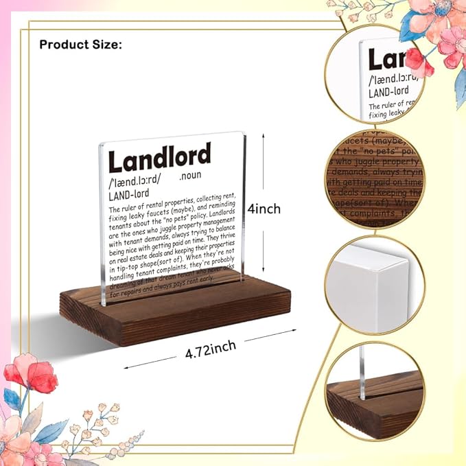 Appreciation Gifts for Landlord, Inspirational Office Decor Gifts for Landlord, Motivational Gifts for Landlord,Modern Acrylic Desk Plaque with Inspirational Quotes, 10 x 10 x 1.5 cm,XXD31