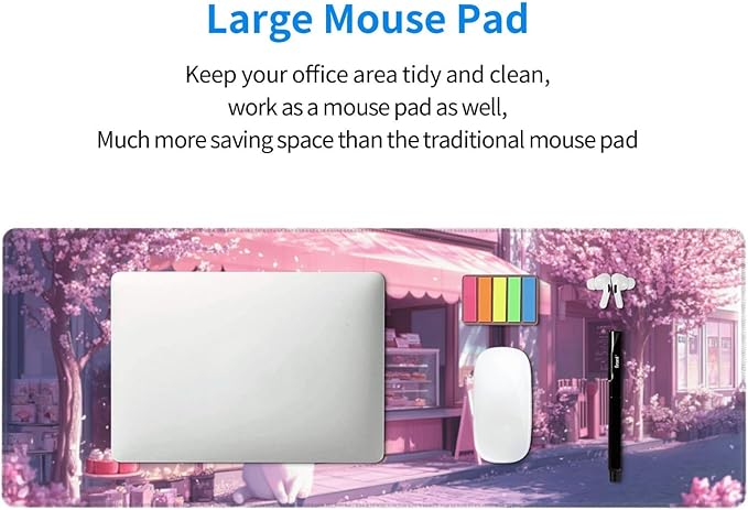 Kitten Mouse Pad 31.5 X 11.8 Inch Big Desk Rubber Base Stitched Edges Keyboard Pad XXL Mouse Mat for Home Game and Office