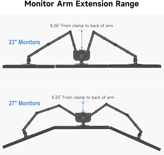 Suptek Hex LED LCD Monitor Stand up Desk Mount Extra Tall 31.5 inch Pole Heavy Duty Fully Adjustable Stand for 6 / Six Screens up to 27 inch (MD68126)