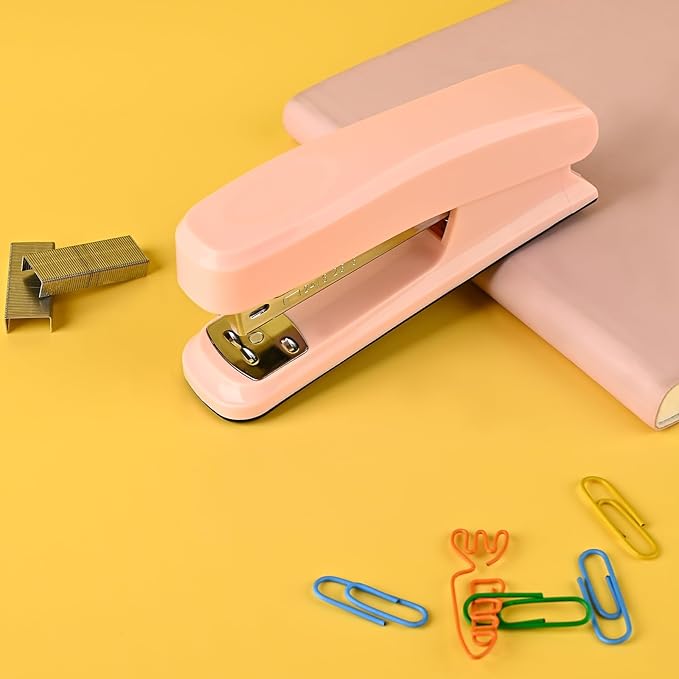Temiary Staplers for Desk with 2000 Staples Standard, Jam Free, Reduced Effort, Stapler for School Office Home Supplies (Pink)