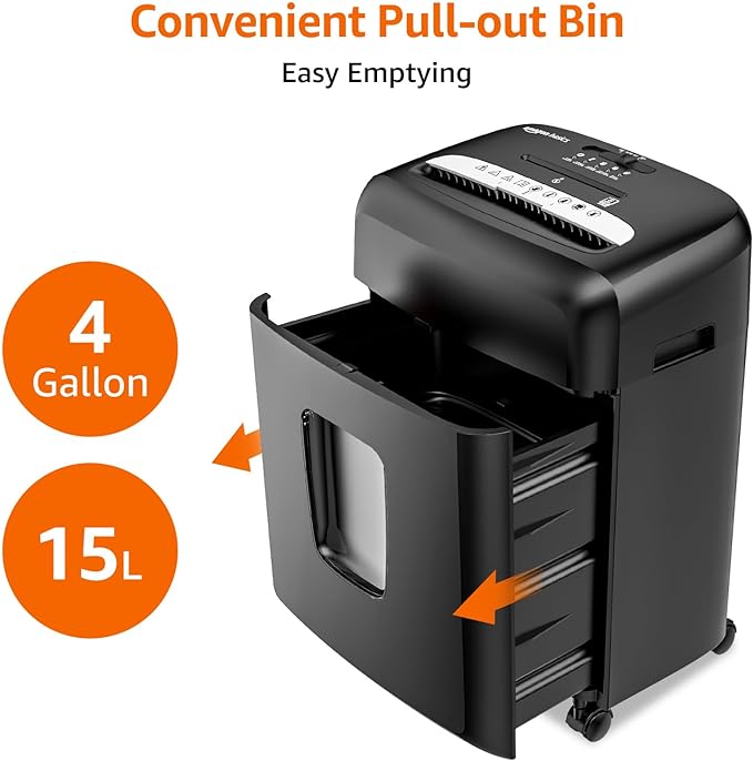 Amazon Basics Micro Cut Paper Shredder, CD, and Credit Card Shredder, 8 Sheet (New Model), Black