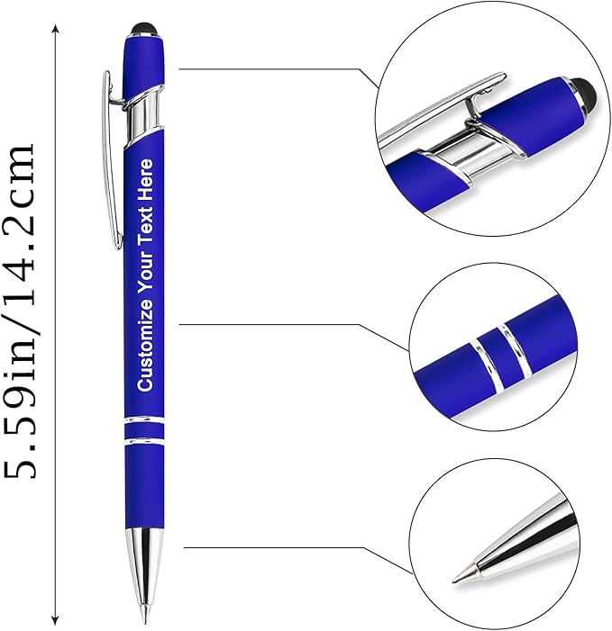 Max 500 Pcs Personalized Pens Bulk, Custom Pens with Free Engraving, Customized Stylus Tip Ballpoint Pen with Your Name Massage Text for School Office Business Graduation Anniversaries-400 Packs