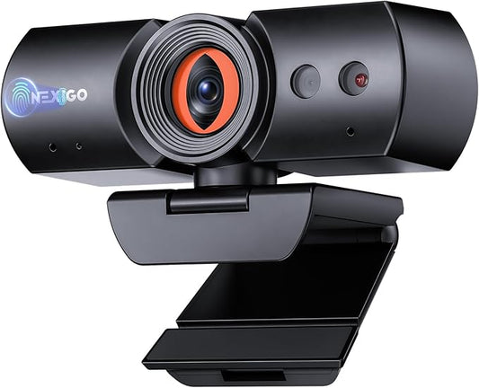NexiGo HelloCam Pro, Webcam with Windows Hello, 1080P 60FPS Autofocus, True Privacy, Automatic Electronic Shutter, Computer Camera, Microphone, Facial Enhancement, HD USB Web Cam