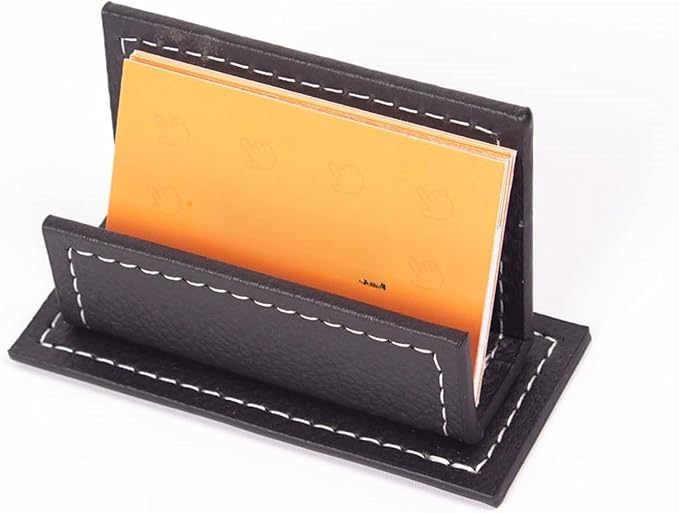 Leather Desk Set-Desk Office Accessories-Office Organizer- Home Office Accessories - Desk Supplies - Desk Storage Organizer -Desk Pad-Storage-12 Pieces -12 PCS (Black-WHITESEAM)