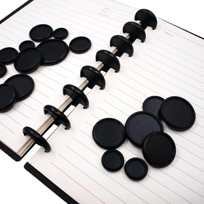 100pcs Discbound Notebook Discs DIY Planner Accessoriesfits for Tul,Levenger,Arc,Happy Planner,Talia(Black,1.26 inch/32mm)