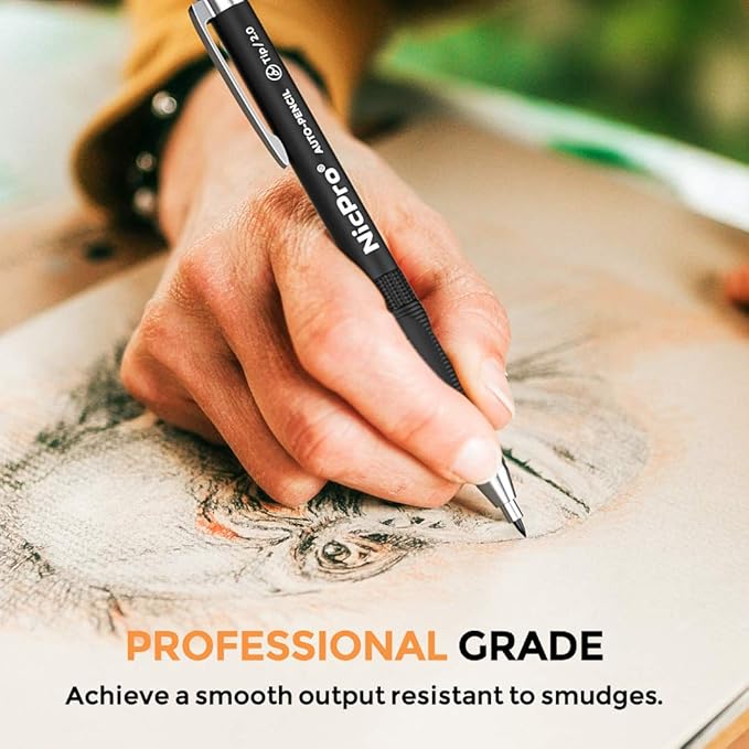 Nicpro 11 Pieces 2mm Mechanical Pencil Set, 3 PCS Carpenter Drafting Pencil 2.0 mm for Art Drawing Writing Sketching Construction with 6 Tube Pre-Sharpen HB & 2B Refill, Eraser, Sharpener