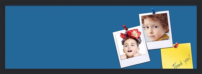 PinPix 36x12 Inch Cork Bulletin Board. This Decorative Framed Pin Board Comes with Navy Pastel Design and a Satin Black Frame. Ideal for Home Office Decor or Message Board (PinPix-1811)