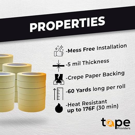 WOD MT5 Utility Grade Masking Tape, 12 inch x 60 yds. (Pack of 6) for Home or Office air-Dry Painting, Labeling, & Packing. Leaves no Residue
