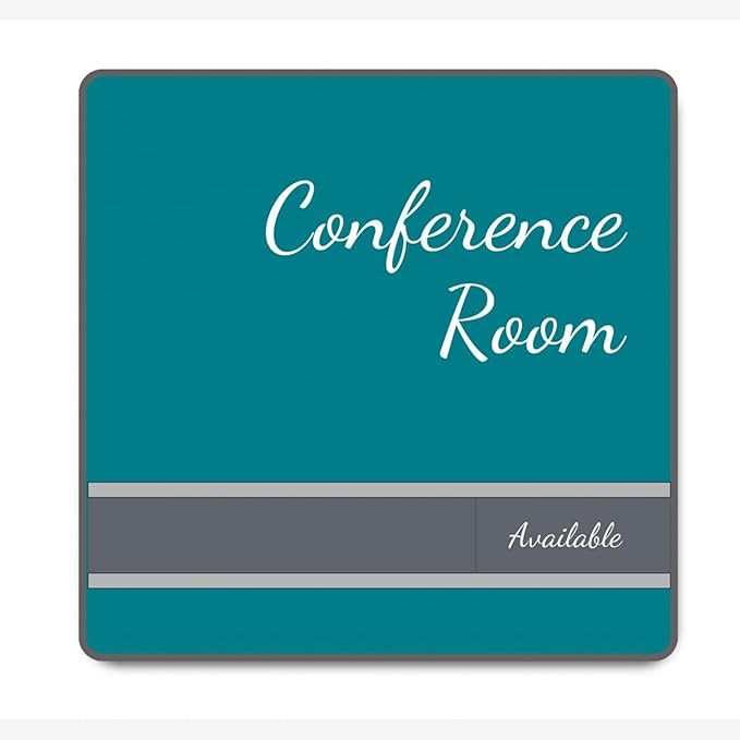 NapTags Conference Room Slider Signs (Bahama Blue - Black Frame, 6" x 6")